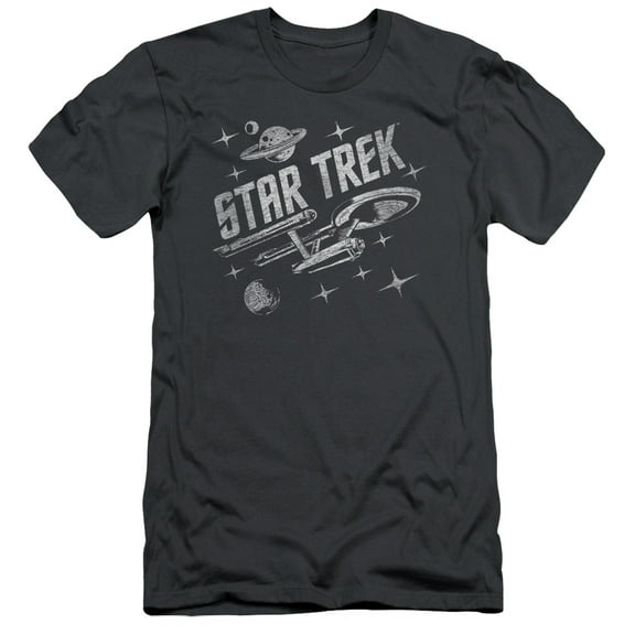 Star Trek Through Space Adult 30/1 T-Shirt Charcoal