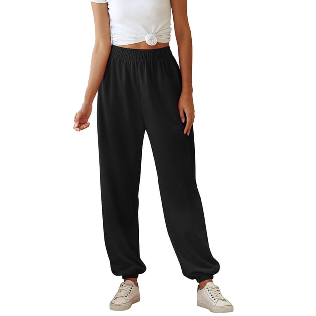 Pantalones largos con bandas en el tobillo para mujer, pantalón suave, transpirable, informal, holgado, con cintura elástica, Color puro