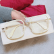 thumbnail image 3 of Montura transparente Vintage para mujer, espejo plano con luz azul, estilo coreano, cara lisa, adelgazante, montura grande, gafas con montura para miopía, 3 of 5