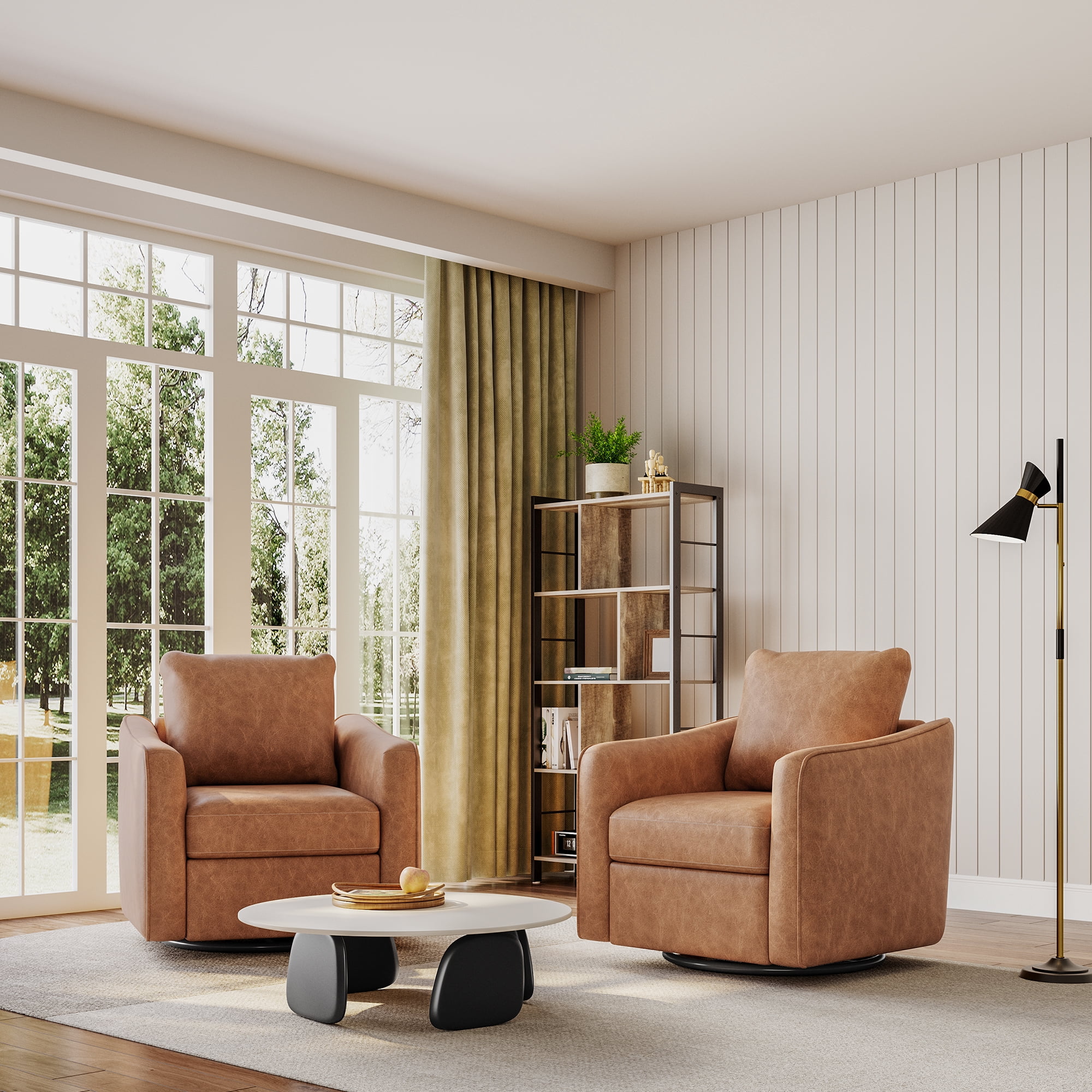 Swivel Rocker Recliner Chair, Glider Rocker Recliner, Rocking Chair Nursery, Fabric Chair with High Back, Deep Seat, for Living Room, Bedroom, Brown