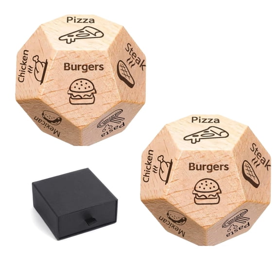 HUJHKIO Date Night Dice Decision Maker, Fun Food Choice Game for Couples, Easter Basket Stuffers for Adults Men Teens, Anniversary Gifts for Men Women, Birthday Gifts for Husband Dad, 2 PCS