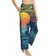 thumbnail image 2 of Uemuo Palm Trees Pattern Women's Wide Leg Palazzo Lounge Pants with Pockets Light Weight Loose Comfy Casual Pajama Pants-Medium, 2 of 9