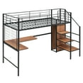 thumbnail image 6 of Kacho Loft Bed, Twin Size Metal Loft Bed with Desk and Metal Grid, Stylish Metal Frame Bed with Lateral Storage Ladder and Wardrobe, Space Saving, Noise Free, No Box Spring Needed, Black, 6 of 12