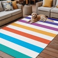 thumbnail image 2 of Fsddascl Colorful Striped Outdoor Rug for Patio/Deck/Porch, Non-Slip Large Area Rug 6 x 9 Ft, Rainbow Color Abstract Art Indoor Outdoor Rugs Washable Area Rugs, Reversible Camping Rug Carpet Runner, 2 of 5