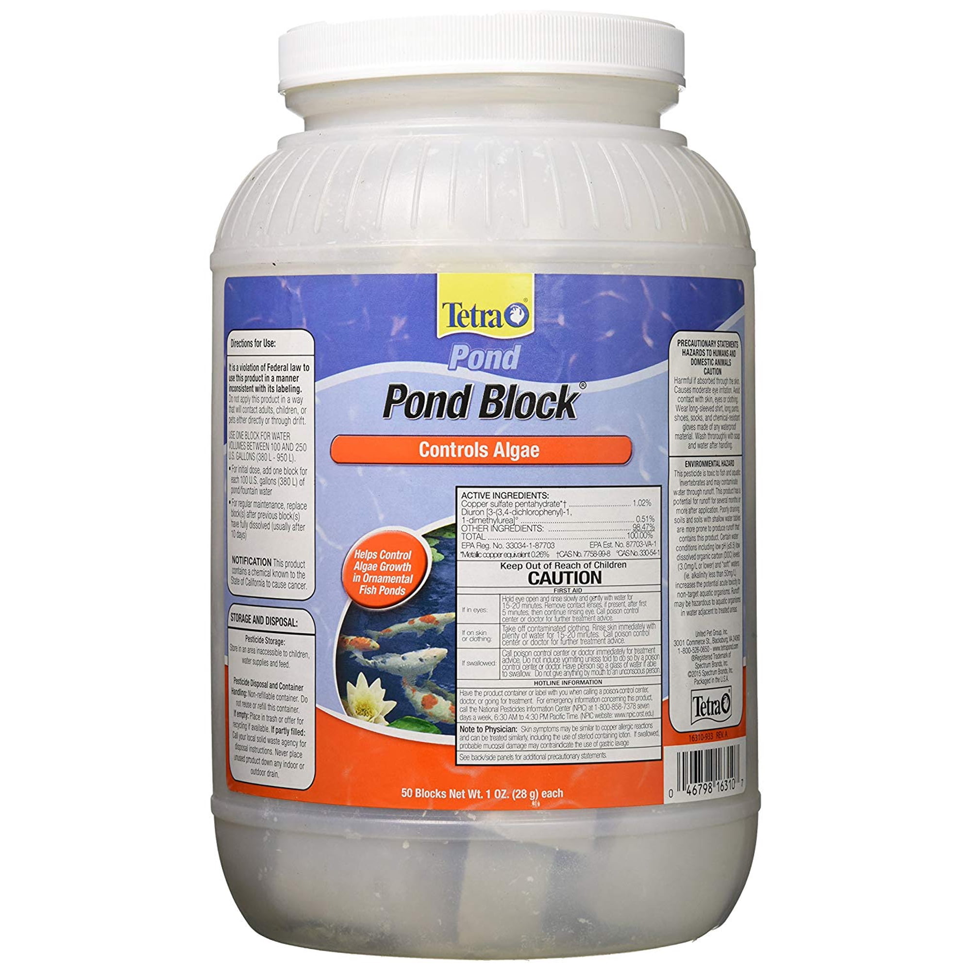 TetraPond Pond Block, Helps Control Algae Growth In Ornamental Fish Ponds, 50 Count
