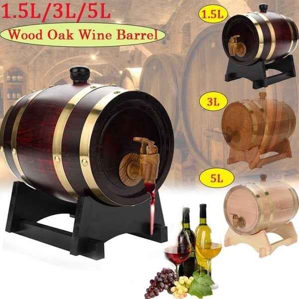 Size : 5L Vintage Oak Barrel Vintage Oak Wine Dispenser for Wine Beer Spirits Storage 1.5L/3L/5L 