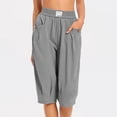 thumbnail image 3 of SHE IS Womens Baggy Harem Capri Pants Wide Leg Lounge Elastic Waist Sweatpants Casual Beach Trousers with Pockets, 3 of 6