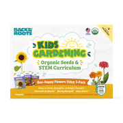 Back to the Roots Kids Gardening Organic Flower Seeds and STEM Curriculum (3 Pack)