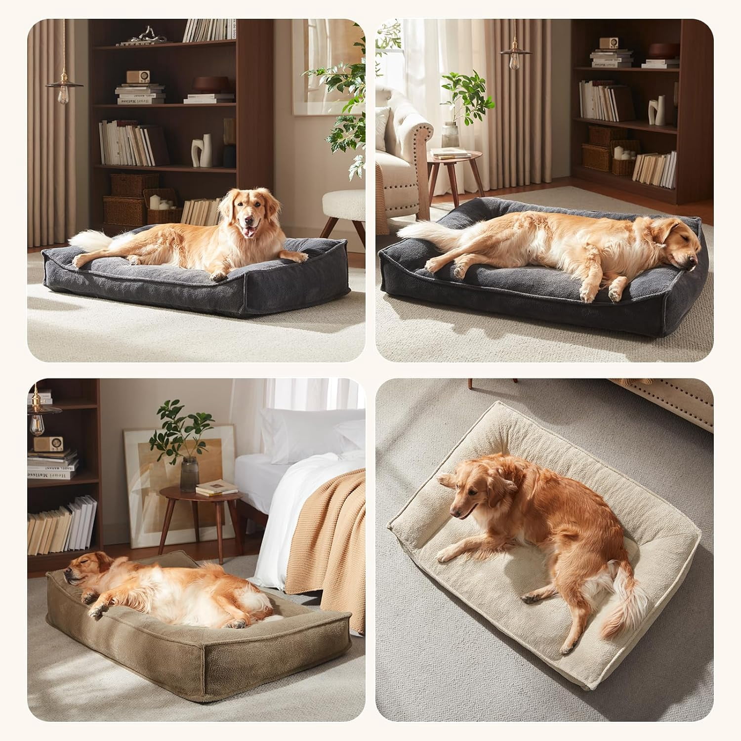 Orthopedic Dog Beds Large Sized Dog, Extra Thick Supportive Comfort Pet Sofa, Ergonomic Slant Dog Couch Bed with Removable Washable Cover, Ultra Soft Surface & Non-Slip Bottom, Brown, 38"