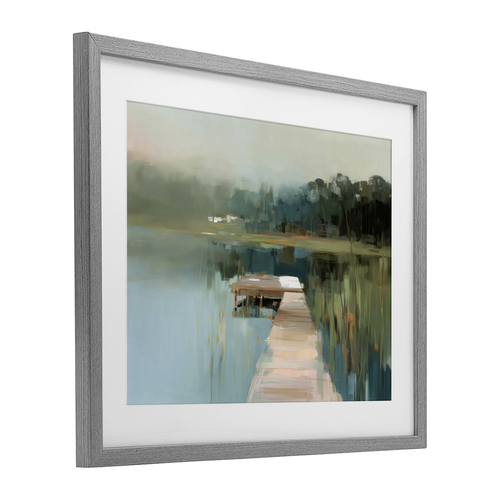 Stupell Industries Marsh Pier Abstraction Gray Framed Print Under Glass, design by Kim Curinga