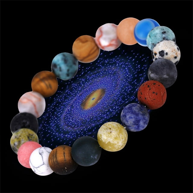 Fiudx Pulsera Solar, Banda Curativa de Tamaño Ajustable, Piedra de Chakra Ligera, Diseño de Perla Galáctica, Regalo para Ella o Él, Ideal para Fiestas y Celebridades, Accesorios a Juego para Parejas,