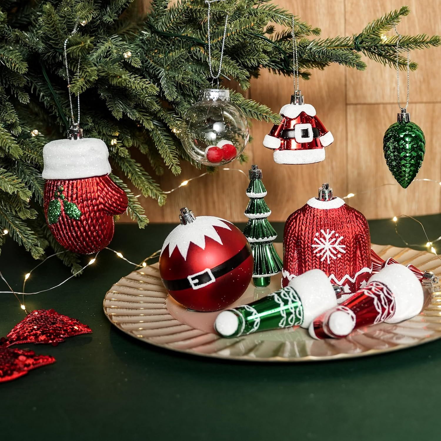 85ct Christmas Balls Ornaments Set, Colorful Shatterproof Plastic Christmas Tree Ornaments, Xmas Decorative Baubles for Christmas Tree Decorations with Hanging Strings