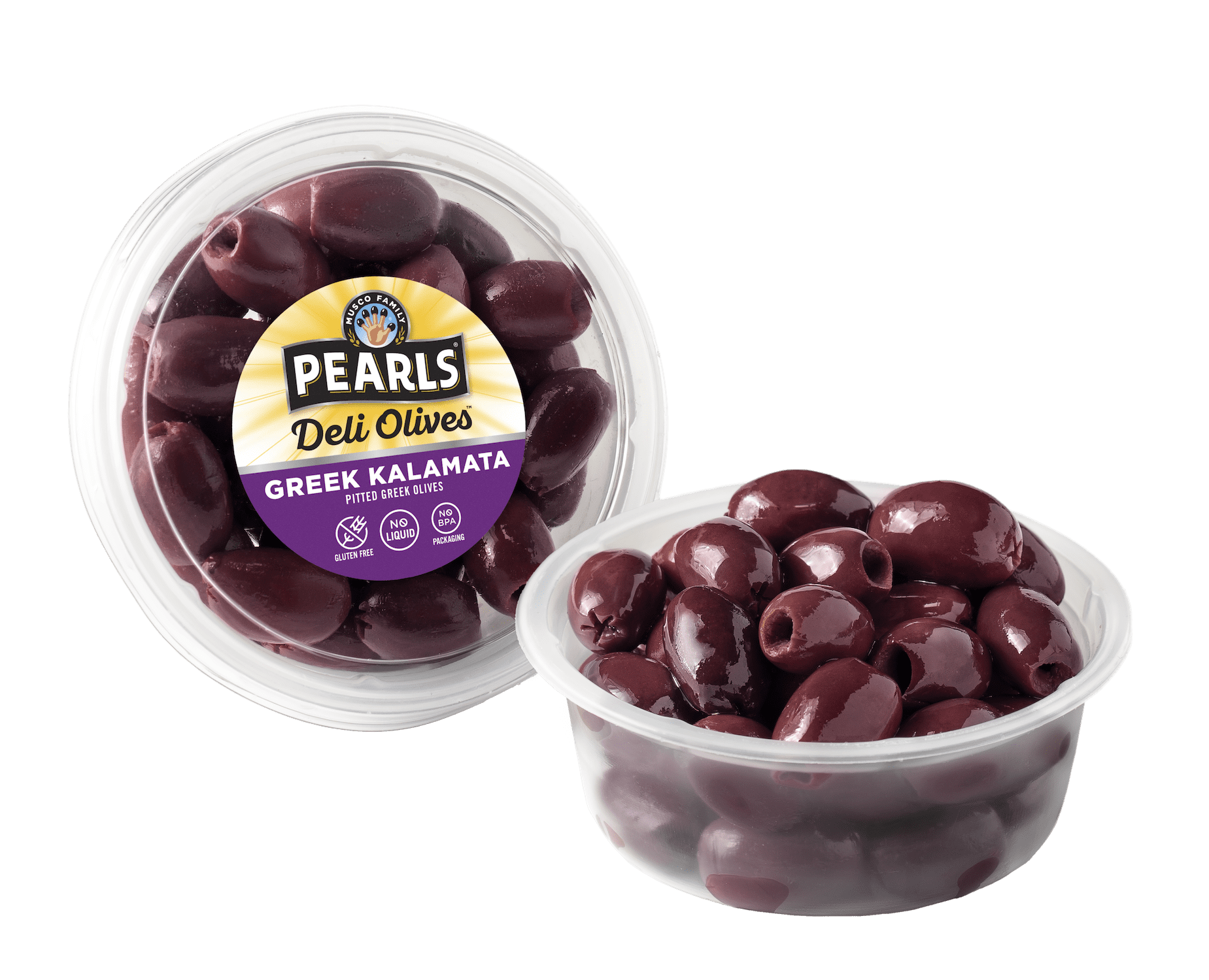 (2 pack) Pearls - Deli Olives Kalamata Pitted Greek Olives 4oz Tub.  Allergens Not Contained.
