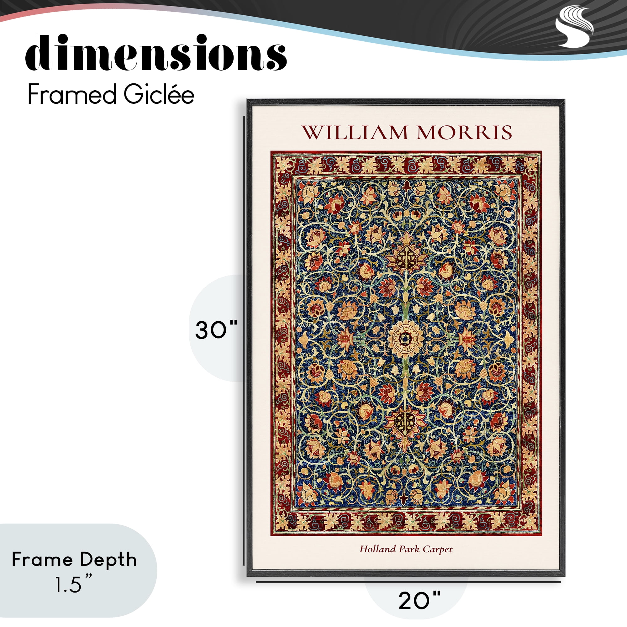 Stupell Industries Holland Park William Morris Design Black Framed Giclee Art, design by Vintage Hustle