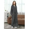 thumbnail image 7 of Robes for Women, LOFIR Long Womens Robes, Cozy Soft Fluffy Fleece Front Zipper Robe, Warm Plush Winter Bathrobe with Side Pockets, Gray, XL, 7 of 7
