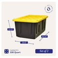 thumbnail image 4 of TiaGOC Durabit 27 Gallon Stackable Home Storage Container Bins Heavy Duty Opaque Base Organization Totes with Snap On Lid, 2 Pack, Black and Yellow, 4 of 9