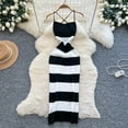 thumbnail image 4 of New Summer Stripe Elastic Bodycon Strap Dress Sexy Blackless Beach Sundress Women Casual Slim Pencil Vestidos Maxi Long Dress, 4 of 9