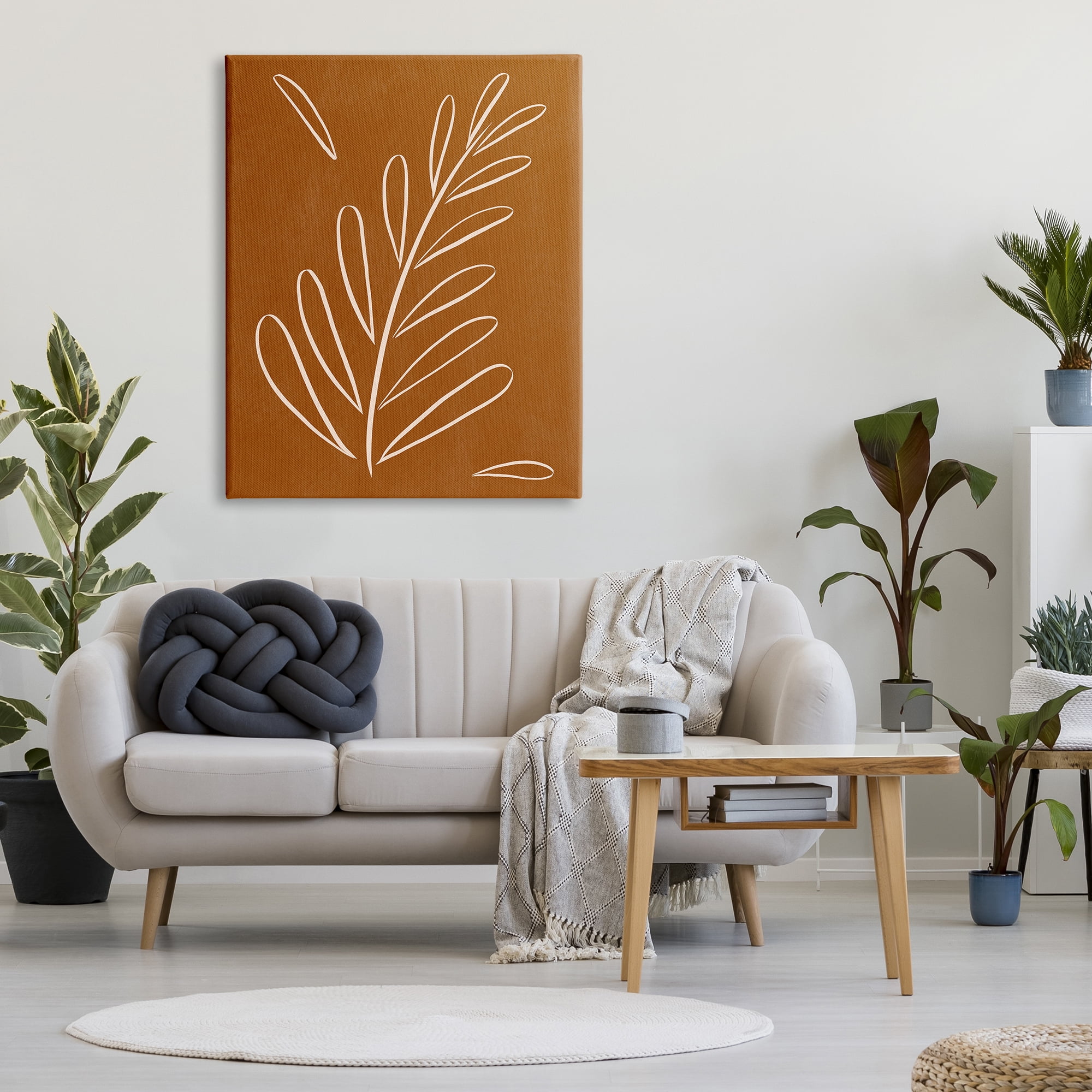 Stupell Industries Modern Fern on Brown Botanical & Floral Painting Gallery Wrapped Canvas Art Print Wall Art, 36 x 48