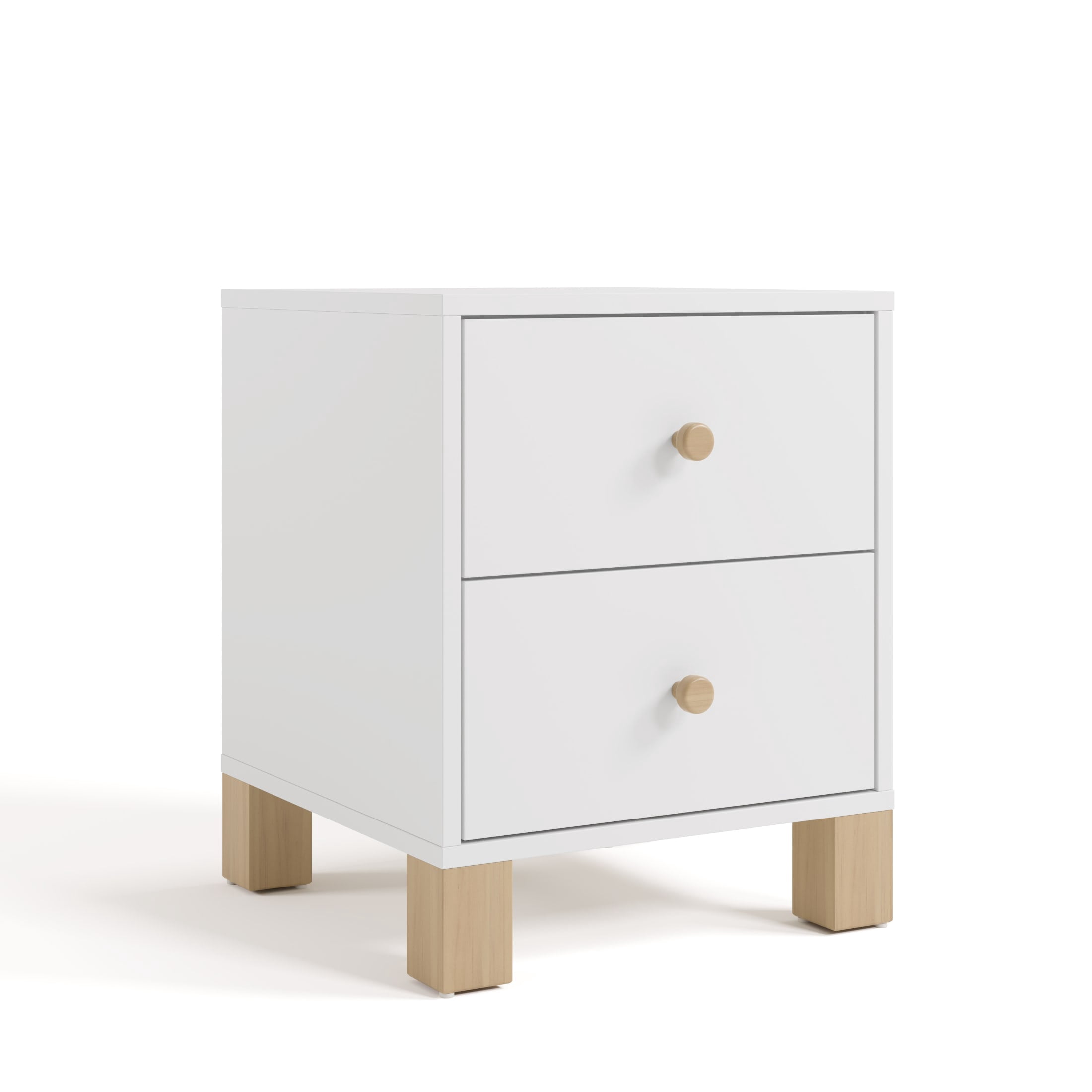 Storkcraft California 2 Drawer Nightstand, White and Driftwood