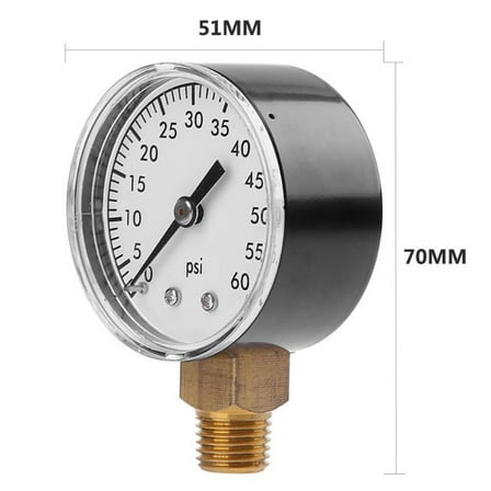 0 60 PSI Utility Vacuum Pressure Gauge for Air Compressor Water Oil Gas