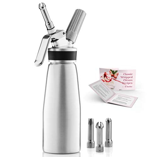 Professional Whipped Cream Dispenser 3 Various Stainless Culinary Decorating Nozzles And 1 Brush Highly Durable Aluminum Cream Whipper Whip Cream Canister With Recipe Guide Homemade Cream Maker Walmart Com Walmart Com