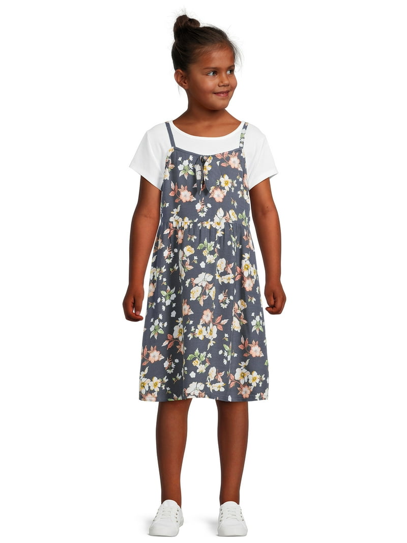 Wonder Nation Girls Slip Dress and T-Shirt Set, 2-Piece, Sizes