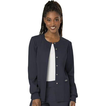 

Cherokee Workwear Revolution Women s Warm Up Scrubs Jacket Snap Front WW310