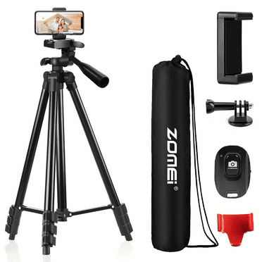 Zomei 55-inch Selfie/Video Camera Tripod with Remote Shutter and Universal Clip, Compatible with iPhone/Android/ Pro Cameras
