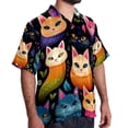 thumbnail image 2 of Cat Men's Casual Button Down Short Sleeve Hawaiian Printed Summer Beach Shirts, 2 of 6