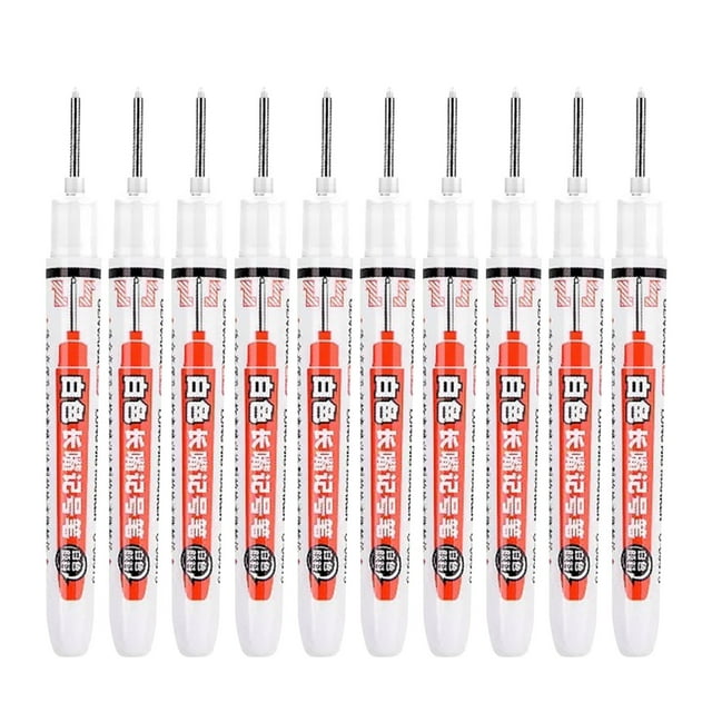 Fesfesfes Carpenter Marker 4-Color Set 3ml Oil-based Ink Water Proof Woodworking Tools for Bathroom Tiling Water Proof Markers Marking Tool, Permanent Markers Marker Pens White