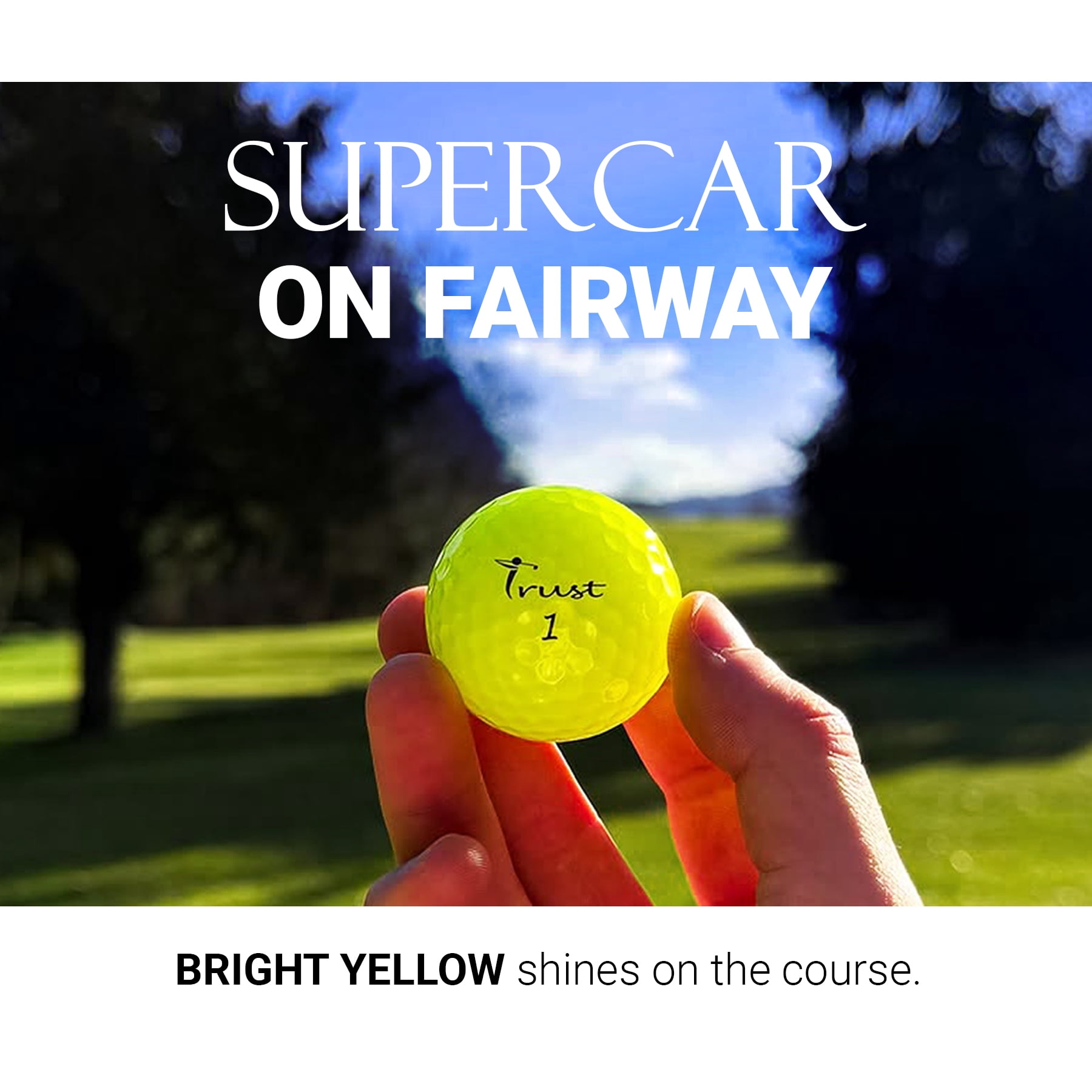 Trust Aurora Royal Yellow. Crystal Urethane Cover with Dynamic Core, 3 Piece Golf Ball, Soft Feeling (1 Dozen)