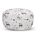 thumbnail image 1 of Forest Pouf Cover with Zipper, Enchanted Woodland Creatures Deer with Curved Antlers Foliage Dotted Rocks Pattern, Soft Decorative Fabric Unstuffed Case, 30" W X 17.3" L, Multicolor, by Ambesonne, 1 of 5