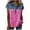 Hot Pink, variant on Gytharion Women's Imitation Denim T Shirt Button Down Tops Plus Size Patchwork Jean Tops Short Sleeve Casual Tshirt Streetwear