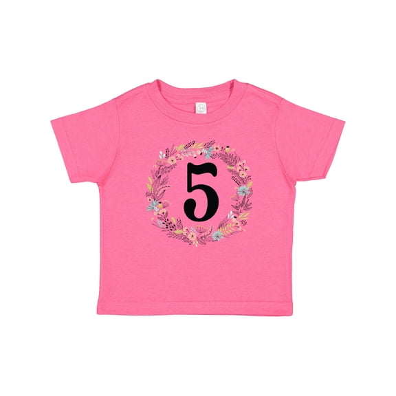 Inktastic 5th Birthday Flowered Wreath 5 Year Old Girl Girls Toddler T-Shirt
