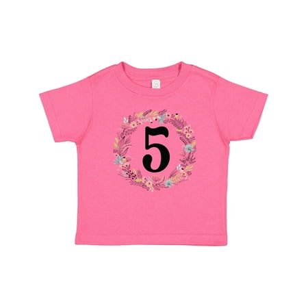 

Inktastic 5th Birthday Flowered Wreath 5 Year Old Girl Gift Toddler Toddler Girl T-Shirt