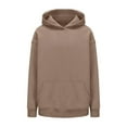 thumbnail image 3 of Women'S Pullover Sweatshirts Casual Long Sleeve Crystal Mesh Back Hoodie with Pocket Brown XS, 3 of 7