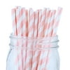 Just Artifacts 100pcs Decorative Striped Paper Straws (Striped, Light Pink) - Decorative Paper Straws for Birthday Parties, Weddings, Baby Showers, and Life Celebrations!