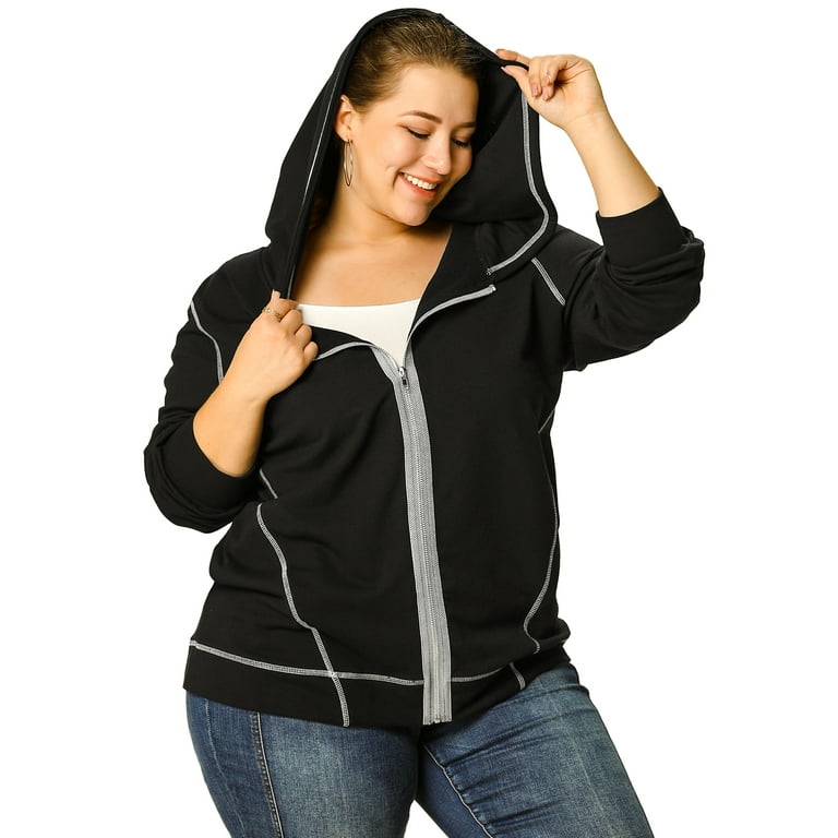 Unique Bargains Women's Plus Size Fleece Jacket Zip Front Long