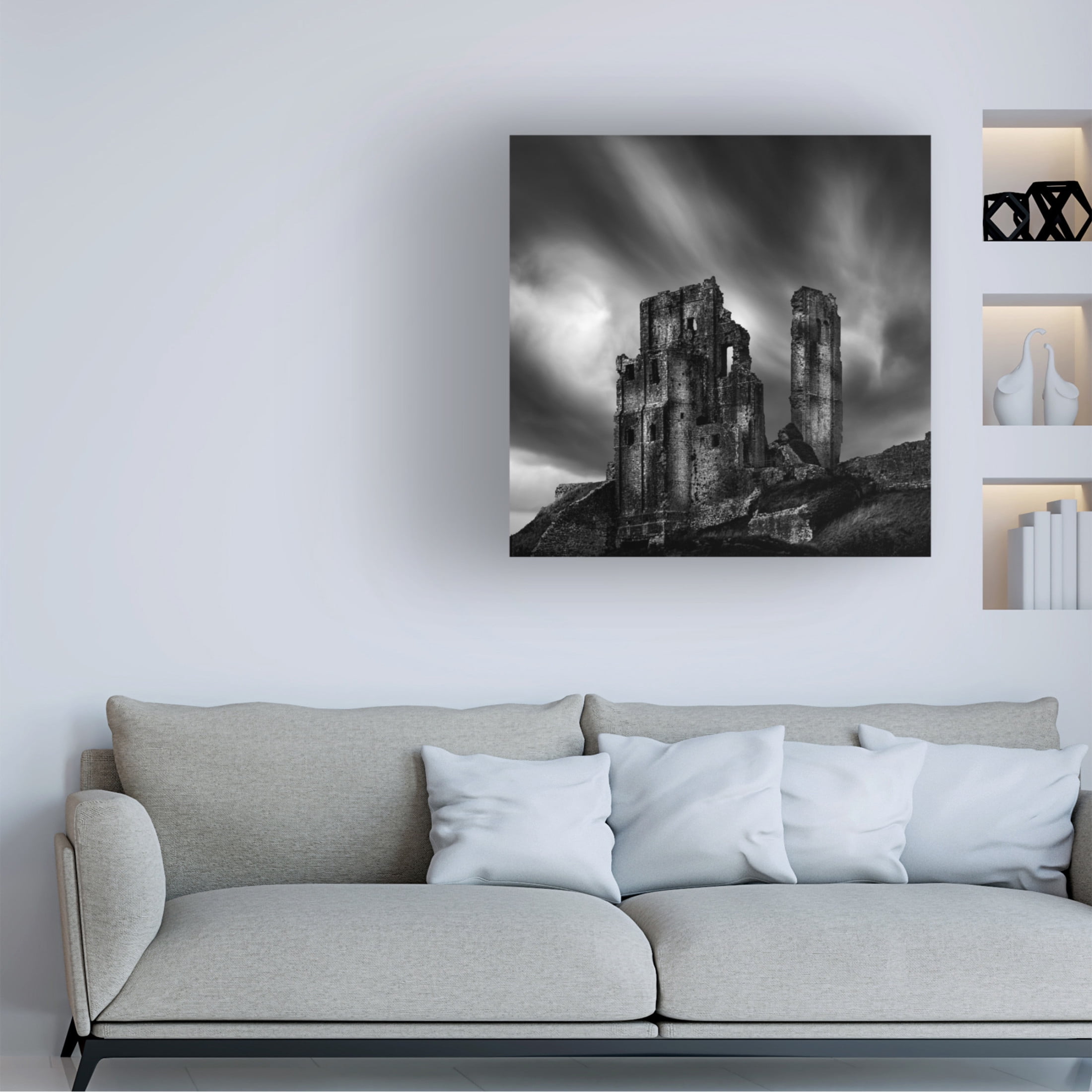 Canvas Wall Art - George Digalakis 'Corfe Castle' Wall Art for Living Room, Bedroom, or Office D?cor by Trademark Fine Art - 18 x 18 Inches