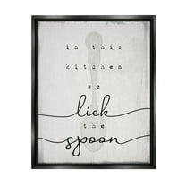 Stupell Industries Lick The Spoon Fun Baking Calligraphy Vintage Text Graphic Art Jet Black Floating Framed Canvas Print Wall Art, Design by Daphne Polselli