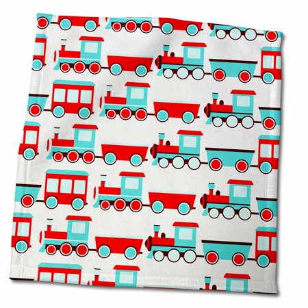 Blue and Red Train Pattern 11x12 Wash Cloth for Face and Body twl-261577-3