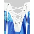 thumbnail image 5 of Rosegal Women Casual Plus Size & Curve Lace Up Rose Print Ombre Color Tank Top Blue L, 5 of 5