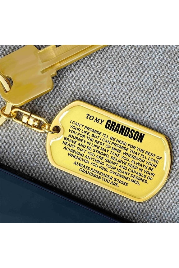Keychain under $5! Yannianjz Personalized Grandson Keychain, Unique Gift from Grandpa & Grandma with Inspirational Message, Keepsake Acrylic Key Ring for Birthday, Graduation & Christmas