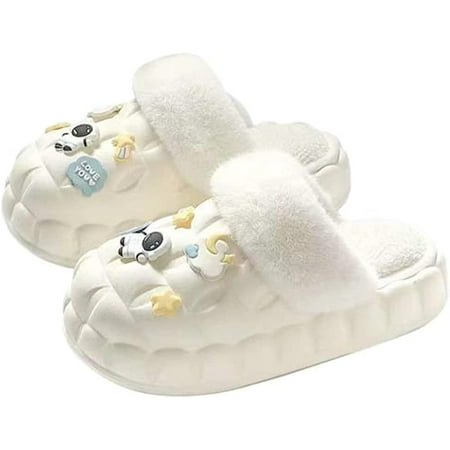 

PIKADINGNIS Fashion Bubble Slider Slippers For Women Detachable Lining Fluffy Faux Fur Warm Soft House Shoes Indoor Outdoor