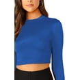 thumbnail image 4 of Women's Casual Slim Fitted Basic Long Sleeve Solid Crop Tee Top, 4 of 5