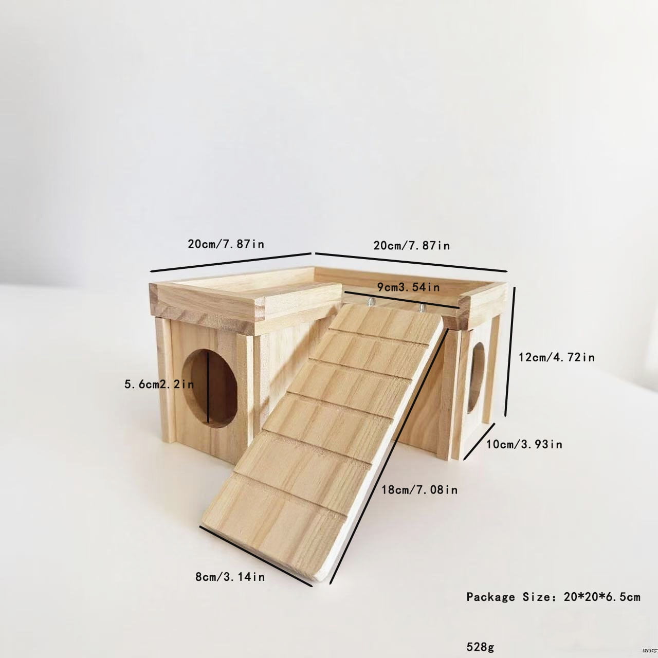 Wooden Hamster Hideout Hamster Wood House with Ladder Hides Platform Decor Detachable Small Animals Cage Accessories for Rat Gerbils and Other Small Pets