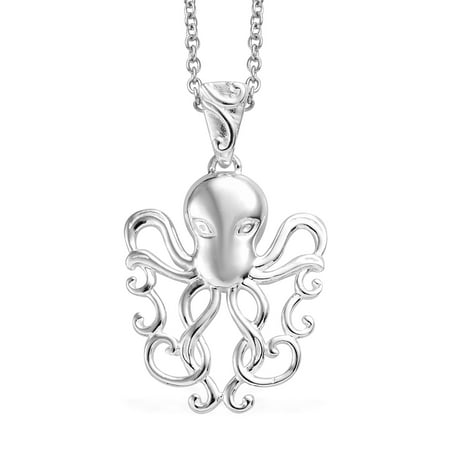 - 925 Sterling Silver Stainless Steel Sea Lover Octopus Chain Pendant Necklace for Women Jewelry Gift 20