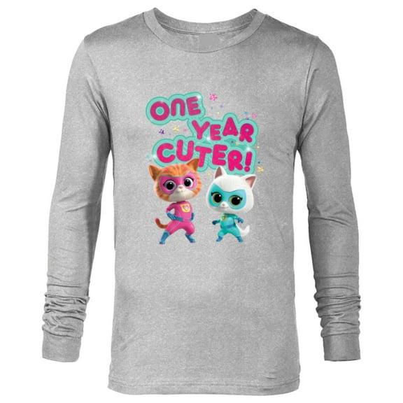Disney Junior SuperKitties Birthday Kitties One Year Cuter - Long Sleeve T-Shirt for Men - Customized-Athletic Heather