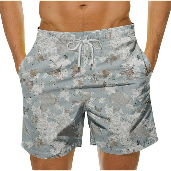cocolona Swim Trunks for Men, Summer Casual Loose Hawaiian Print Vacation Beach Board Shorts with Pockets