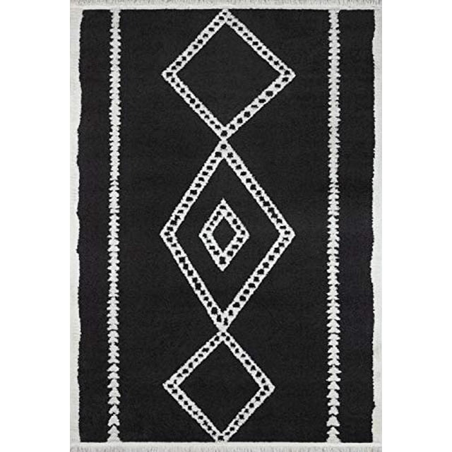 Momeni Monaco Polyester Contemporary Indoor Area Rug, Black, 33" X 5
